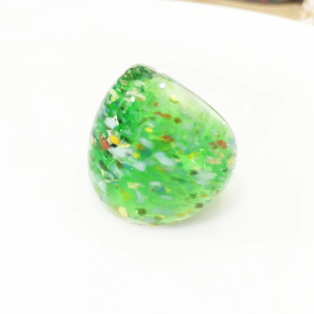 9PCS Wholesale Randomly Mix Color Lampwork Glass Murano Rings For Women Gold Foil Color 17-19mm Band Random Model