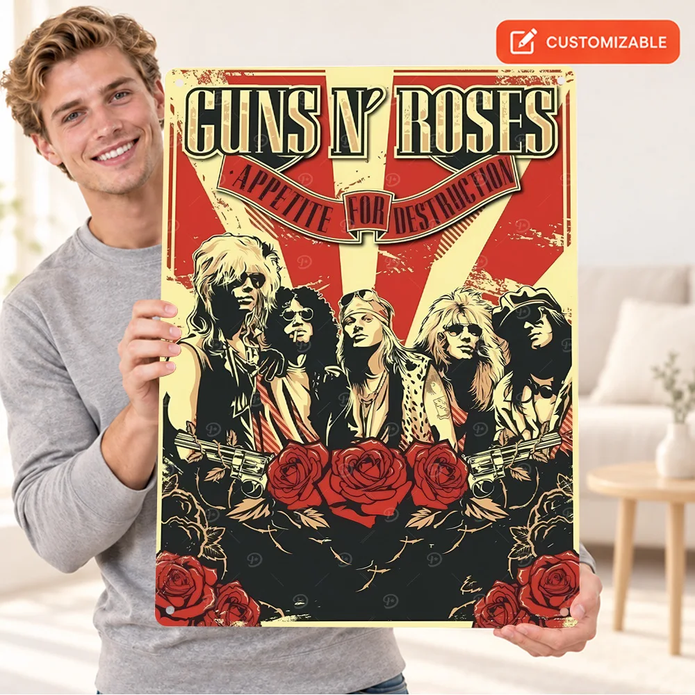 Guns N' Roses Appetite For Destruction Music Album Aluminum Poster Customized Metal Sign Collage Design Wall Art For Home Office