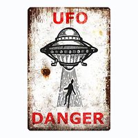 UFO Danger Metal Sign Vintage Decorative Metal Plaque Wall For Man Cave Bar Classroom Retro Home Decor Alien Lovers Gift 12 sign