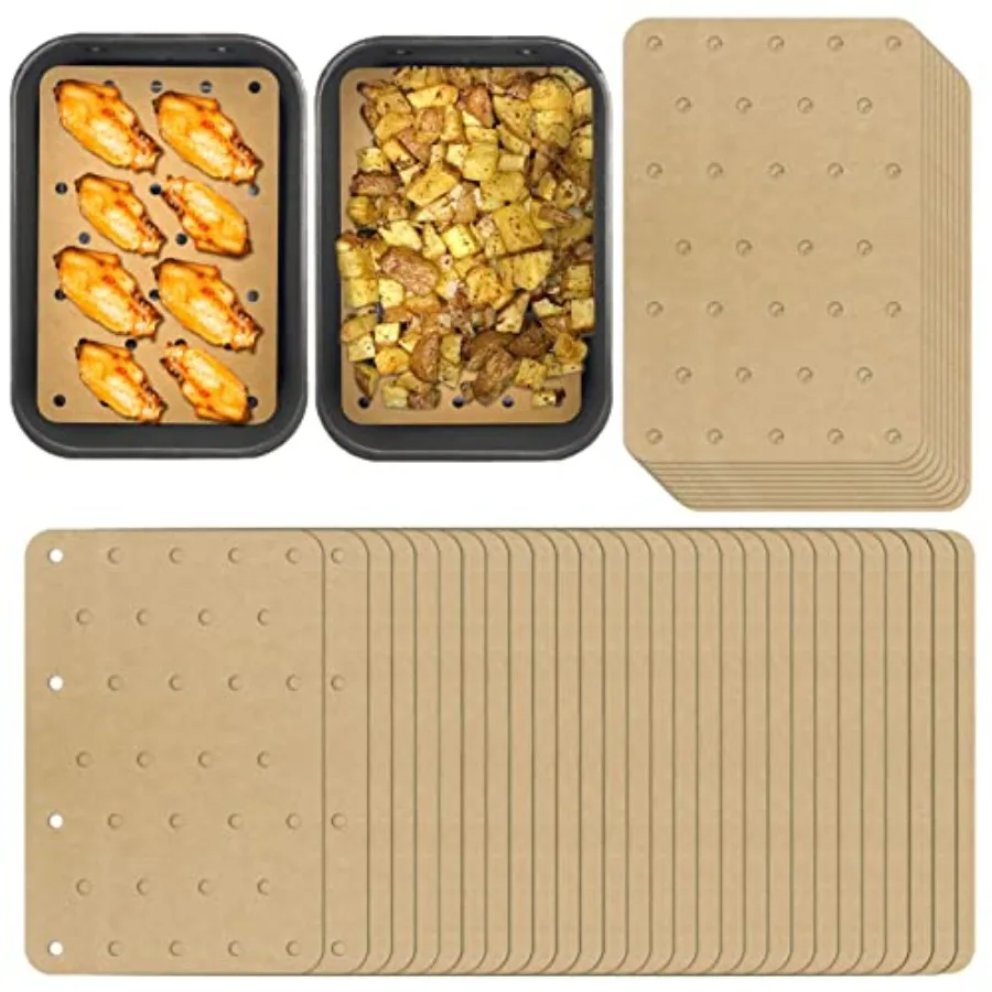 Sheets Air Fryer Disposable Paper Liner Compatible with Ninja DZ201/DZ401 Dual Airfryer Baking, Rectangular Perforated Parchmen