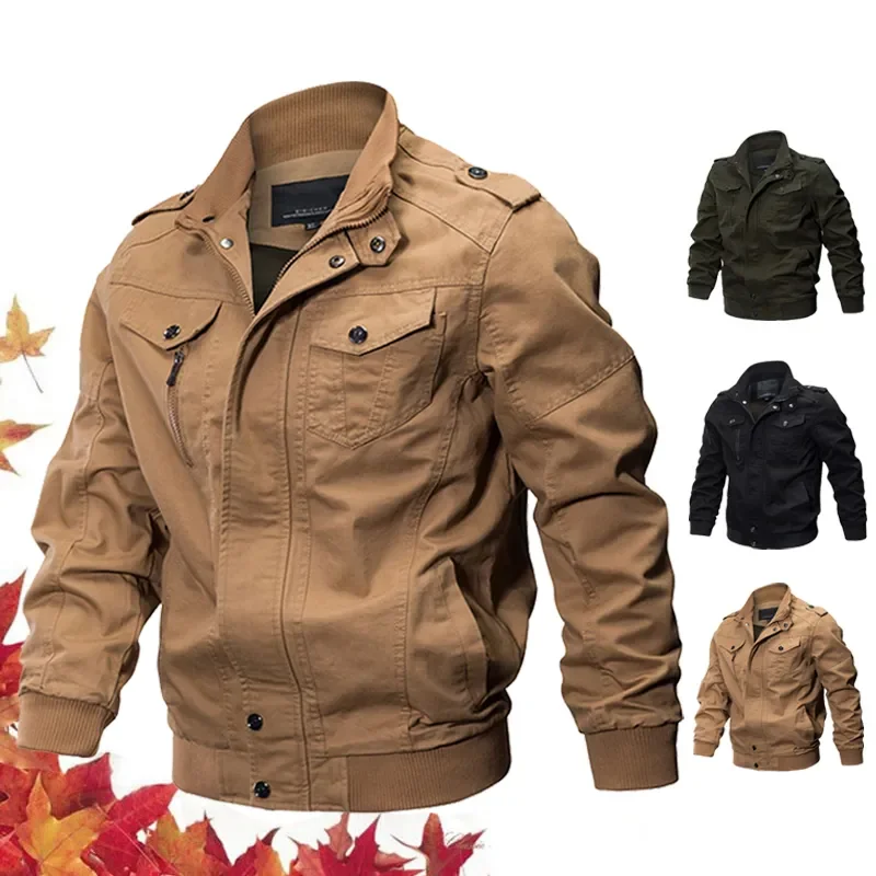 

Military Bomber Jacket Men Spring Autumn Casual Multi-pocket Pilot Jackets Male Army Cargo Flight Mens Jackets M-6XL