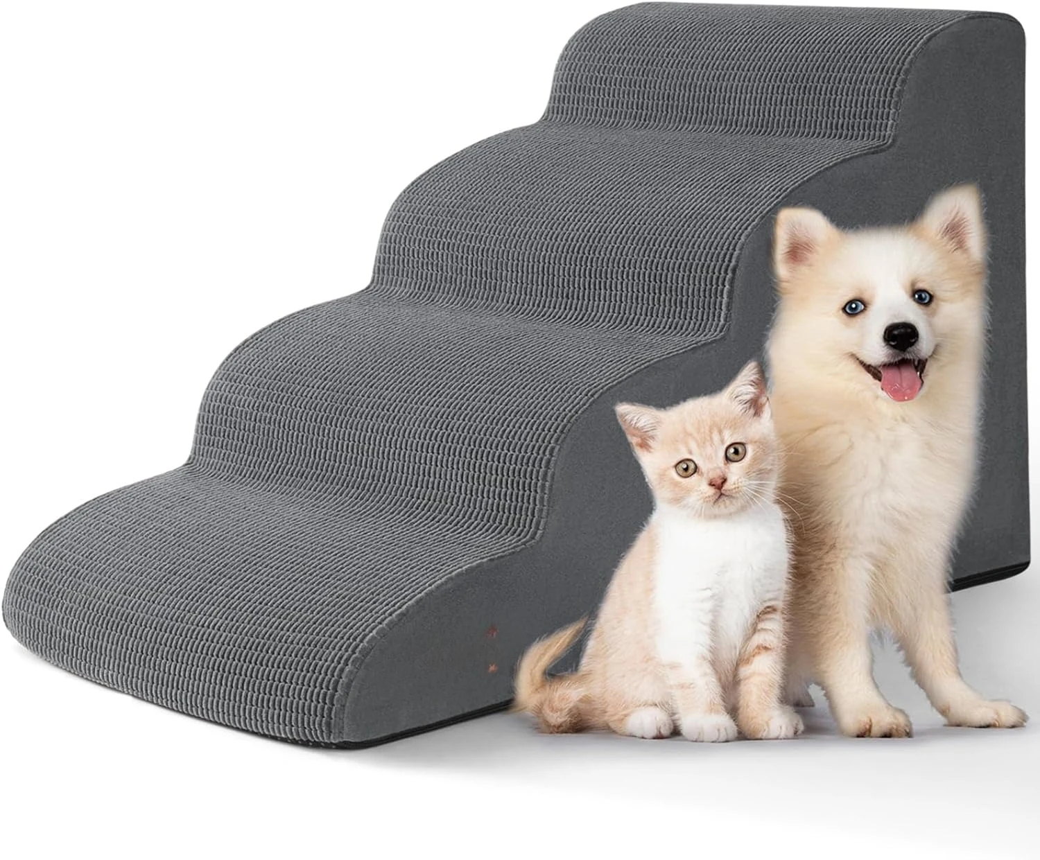 

Dog Steps for Bed, 4-Step Dog Stairs Ramp for Small Dogs and Cats, Indoor Non-Slip Pet Stairs Suitable for Older, Short