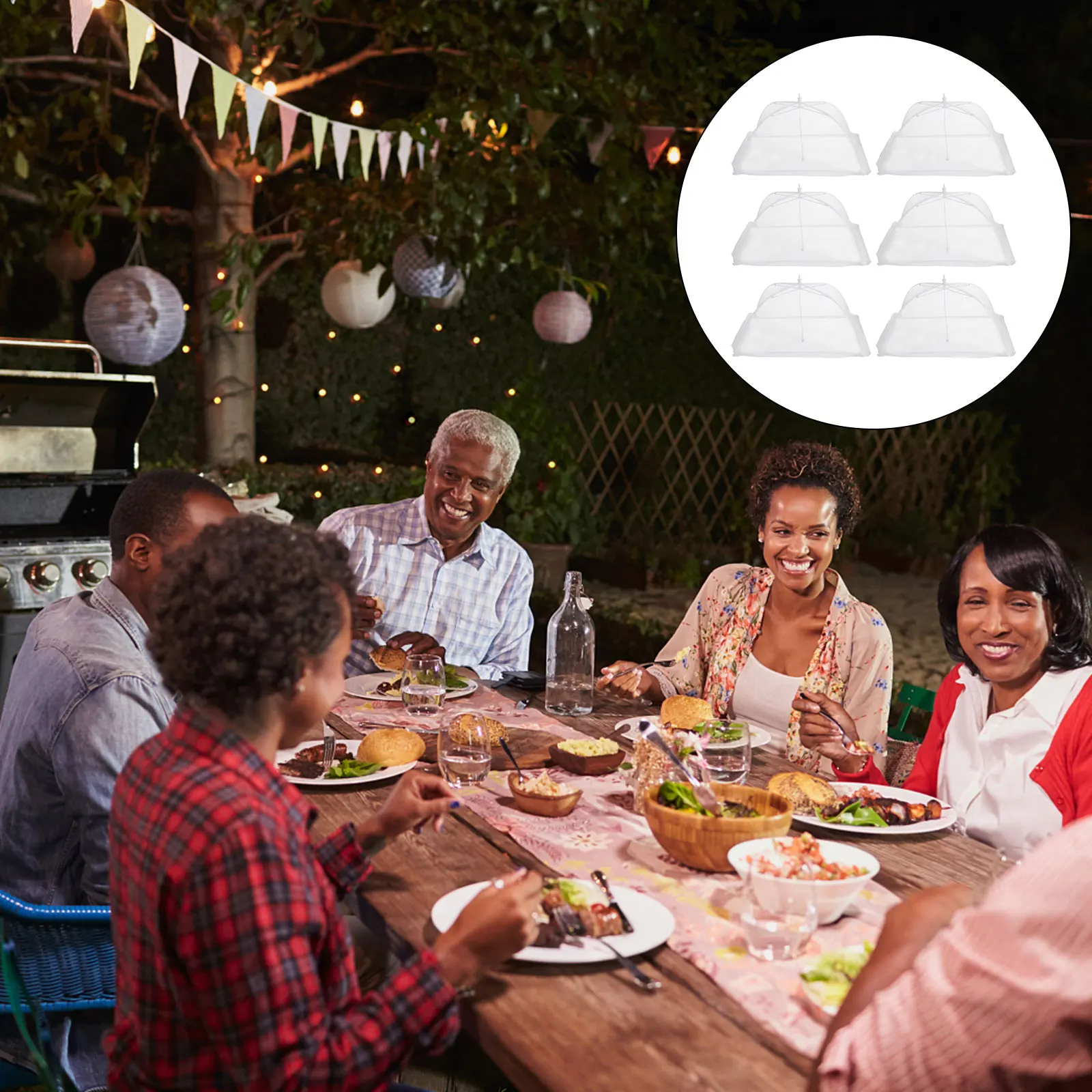 

6Pcs 16in Gauze Food Covers Breathable Tent Prevent Contaminants Simple Design Household Appliance Food Cover Gauze Cover