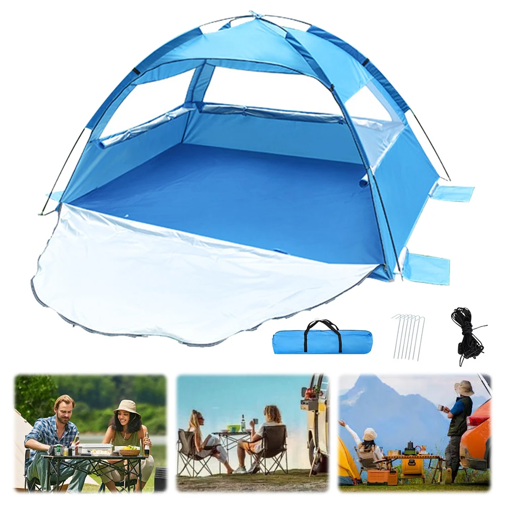 Beach Tent Portable Beach Shade Canopy Folding Sun Shade Shelter for 2-3 Person UPF 50+ Protection Easy Setup and Carry for Camp