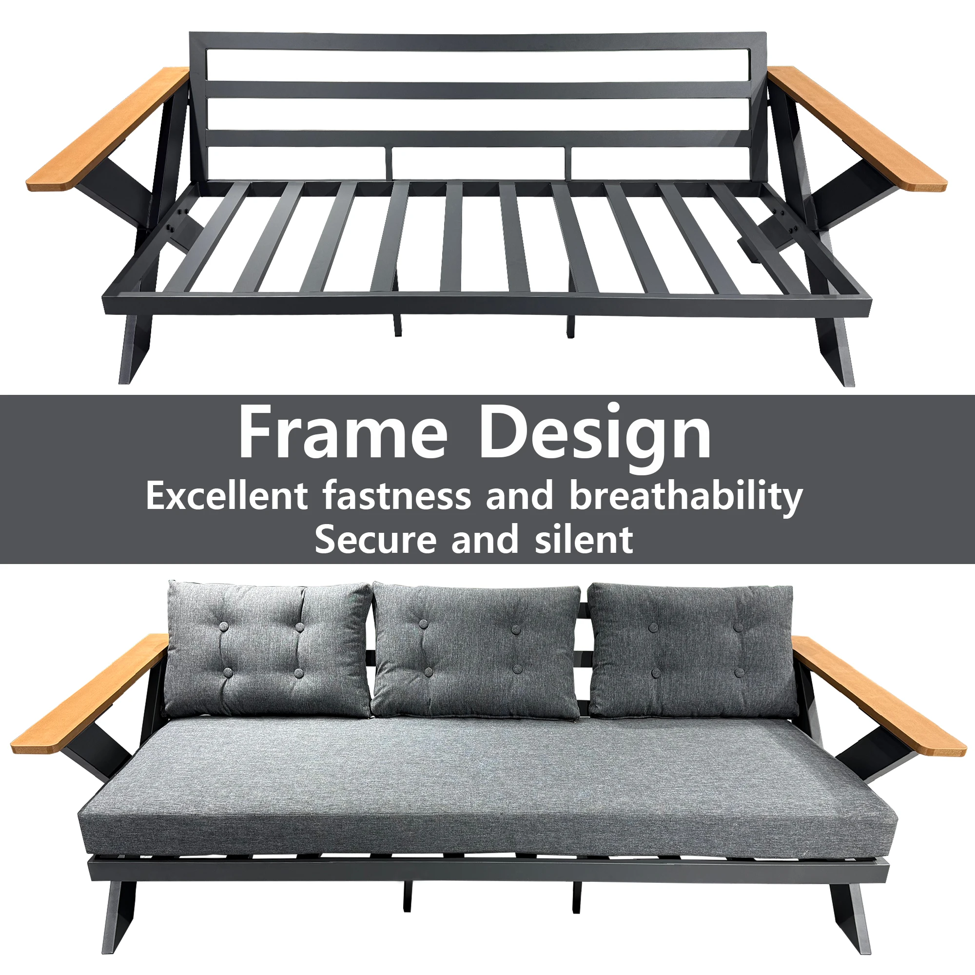 Waterproof Aluminum Alloy Outdoor Sofa Set for Sunroom Courtyard Balcony Garden Tea Table Furniture Patio Use for Hotels Parks