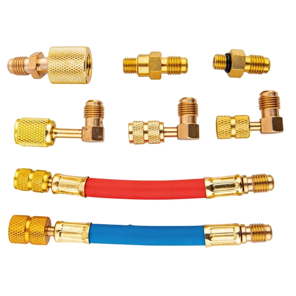 

8PCS CT-138 AC Adapter Kit Brass Conversion Fitting For R12 For R22 For R134a Car Home Fridge A/C Refill Charging Tool