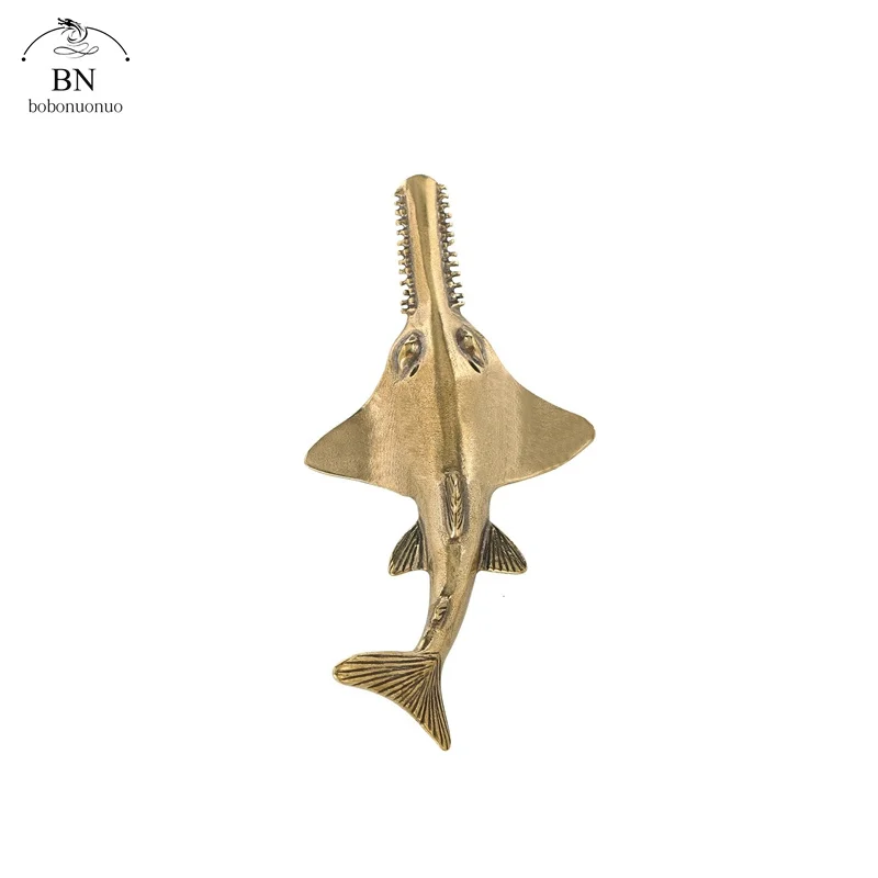 Brass Pristis Sawfish Figurines Vintage Sea Animal Small Statue Desktop Ornaments Office Decorations Crafts Accessories gifts