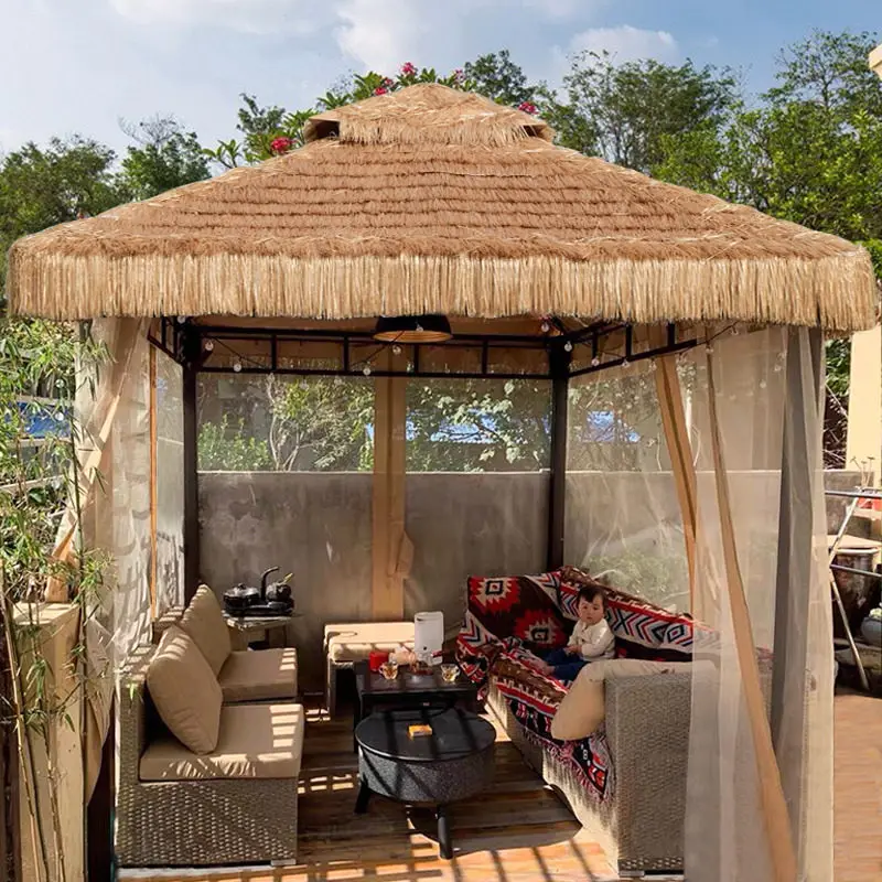 Customized EditionAwning outdoor agritainment courtyard thatched pavilion simulation straw thatch canopy outdoor four corners te