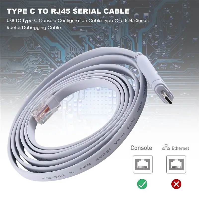 A23F-USB TO Type C Console Configuration Cable Type C To RJ45 Serial Router Debugging Cable