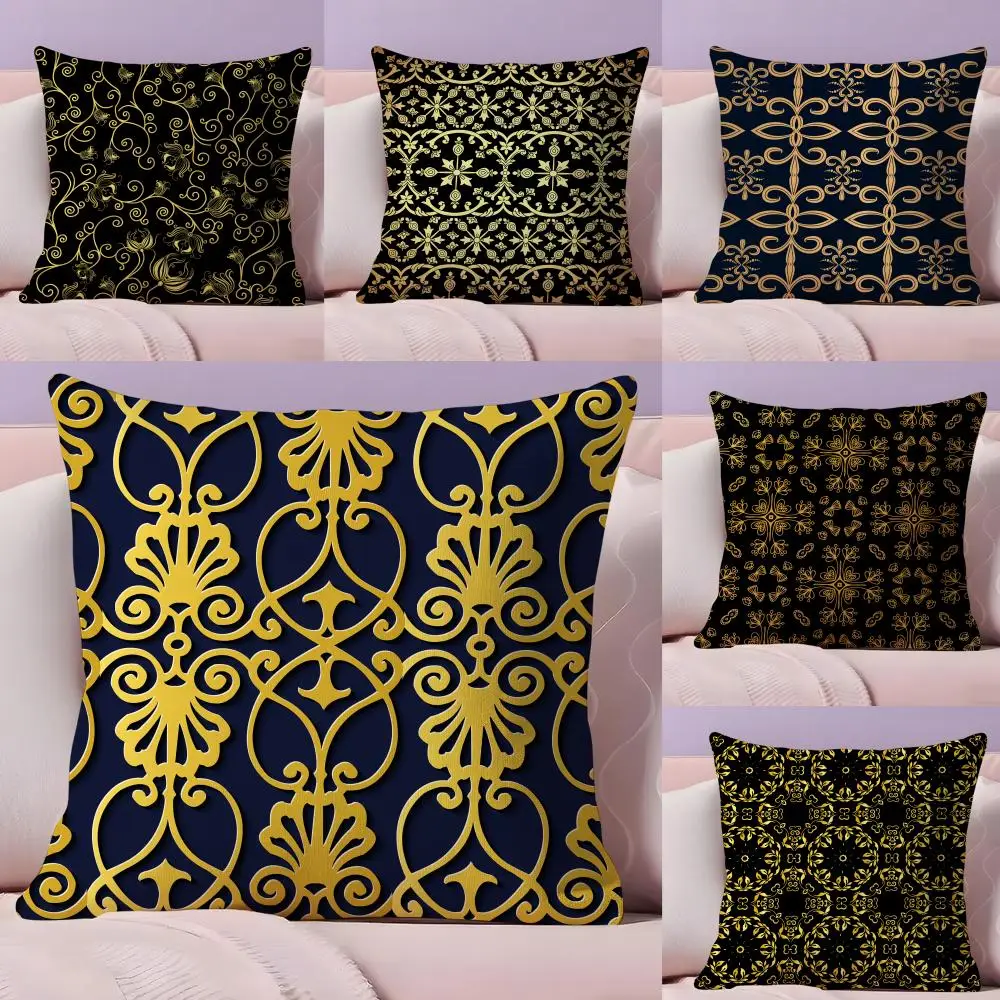 European Style Geometric Vine Cushion Cover Plush Fabric Soft Double-Sided Printed Sofa Warm Winter Home Gift Pillow Cover