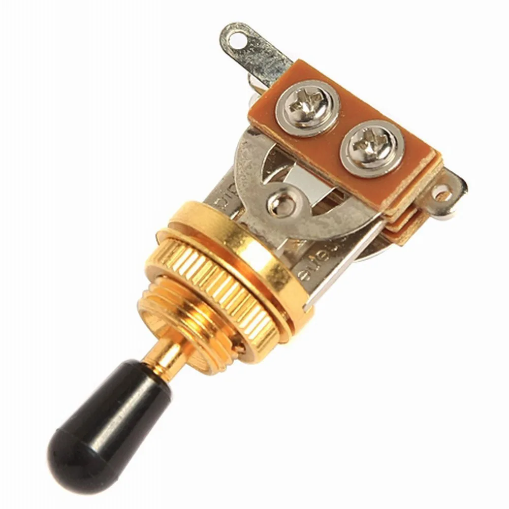 

3 Way Guitar Toggle Switch Golden Hard Brass Plastic Knob No Noise Replacement for Electric Guitar 3 Way Toggle