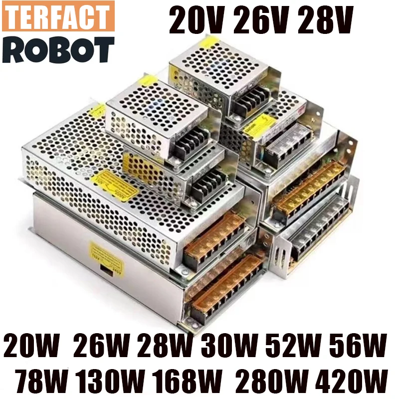 Switching 20V DC Power Supply SMPS 26V 28V 20W 28W 52W 130W 168W 280W 300W 420W 110V AC 220V to 1A 2A 3A 5A 10A TERFACT