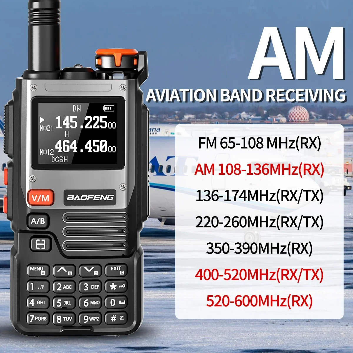 Baofeng UV-K61 Walkie Talkie Air Band Wireless Copy Frequency AM FM 999CH Full Band NOAA Type-C UV-5R Upgraded UV-K6 Ham Radio