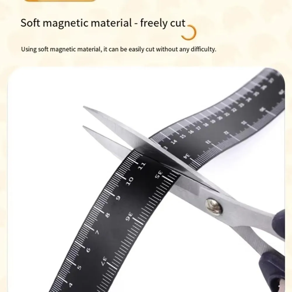 Black Magnetic Border Ruler with Both Inches and Centimeters Dual Scale Flexible Ruler Measuring Tool Magnetic Flexible Ruler