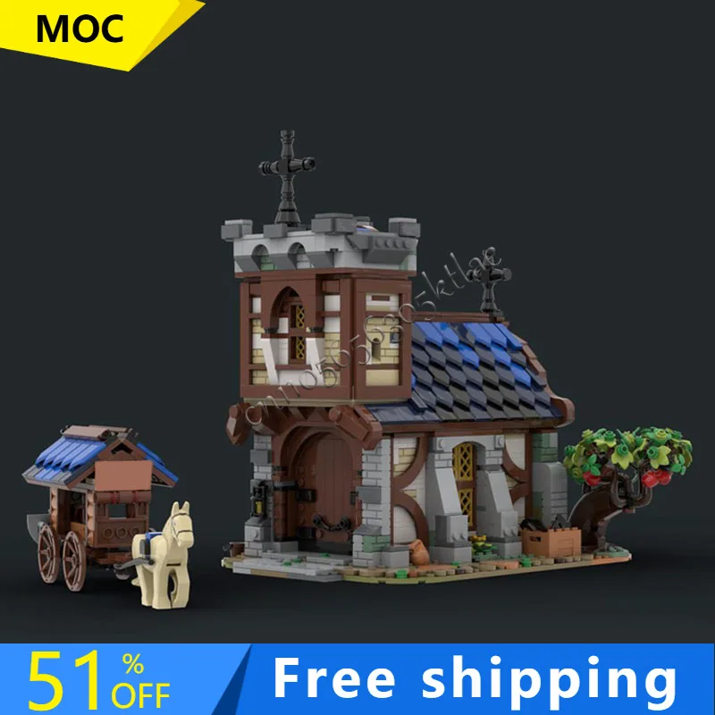 1636 pçs moc médio medieval igreja construção modelo modular arquitetura bloco de construção diy educação montagem crianças brinquedos presentes