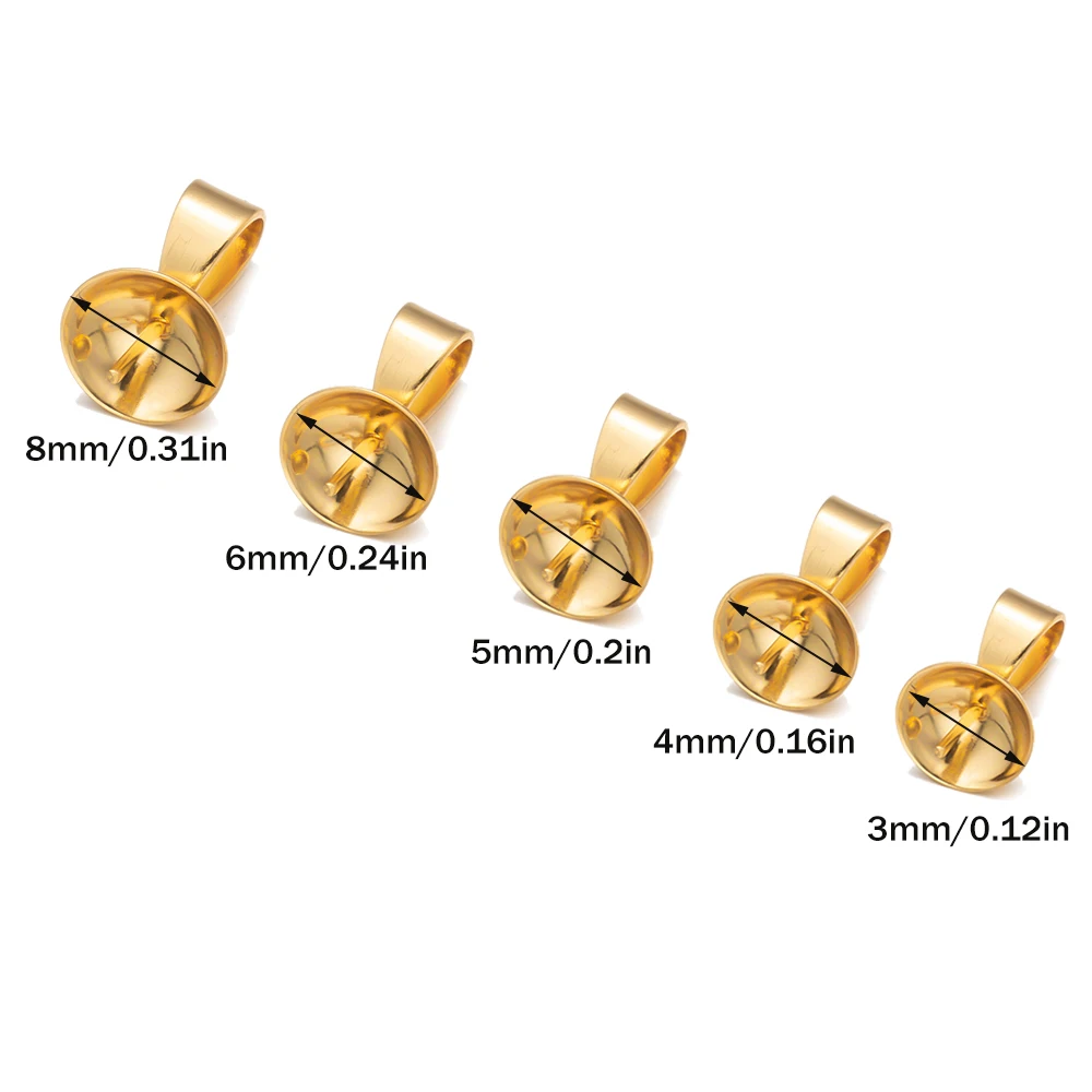 10pcs Stainless Steel Pearl Cup Charm Clasps Connector Peg Pin Bails for DIY Half Drilled Beads Dangle Necklace Jewelry Making image 5