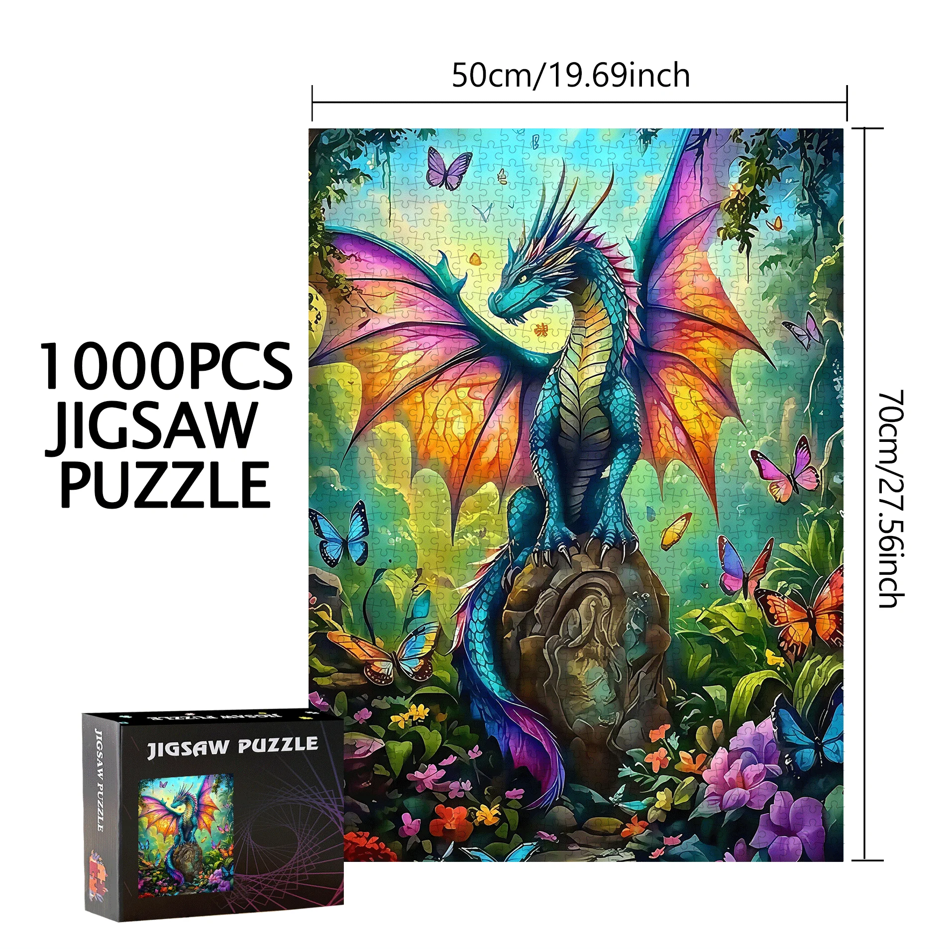 Grands jeux de puzzle - Puzzles dragon et papillon de 500 pièces/1000 pièces - Conçu pour l'interaction familiale, la décoration de la maison,