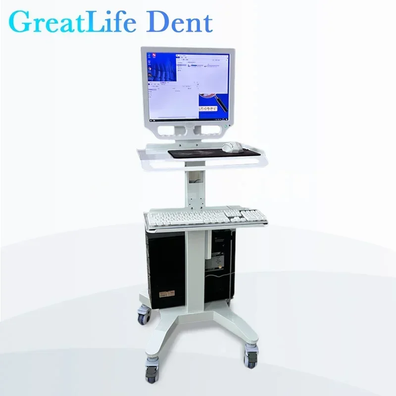 GreatLife Dent Medical Dental Scanner Cart Intraoral Scanner Trolley Tool Cart With Bracket Tray Holder Mobile Cabinet Trolley