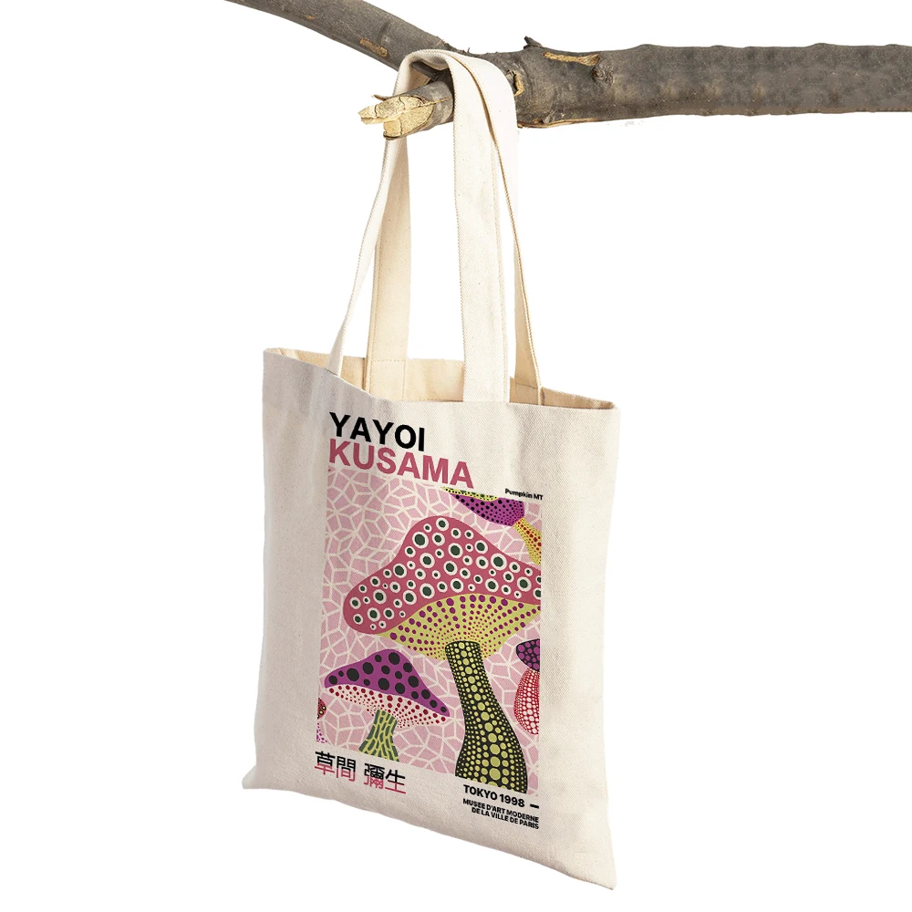 Japanese Yayoi Kusama Print Shopper Bag Weird Mother-in-law Wave Dot Tote Handbag Fashion Art Casual Women Shopping Shoulder Bag