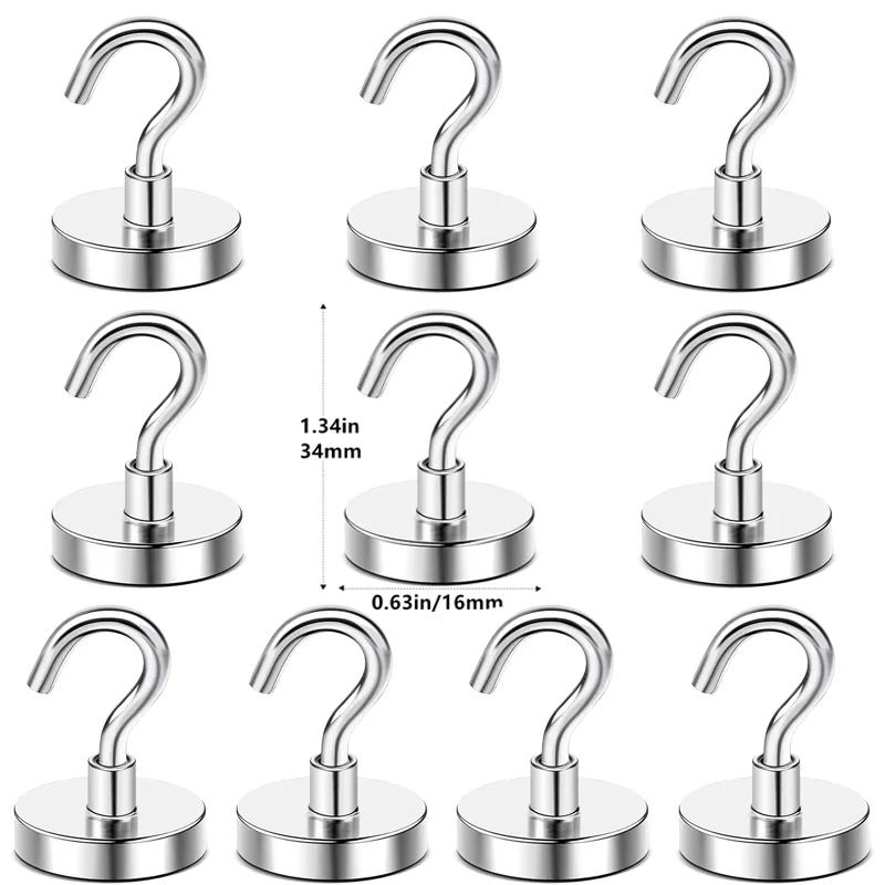 16 mm starker Magnet, magnetische Haken, Mehrzweck-Aufbewahrungshaken, Aufbewahrungshaken für Zuhause, Küche, Bar, Schlüsselaufbewahrungshaken, Badezimmer-Aufhänger