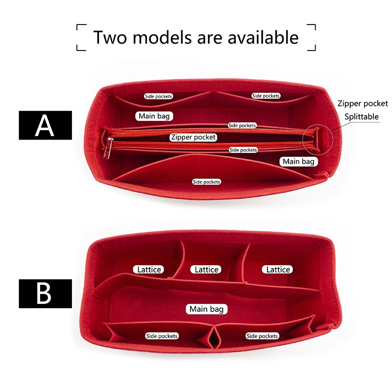 フェルト主催フィット高級トートバッグ大容量化粧品袋旅行挿入ライナーバッグtinberonジッパー化粧ポーチオーガナイザー