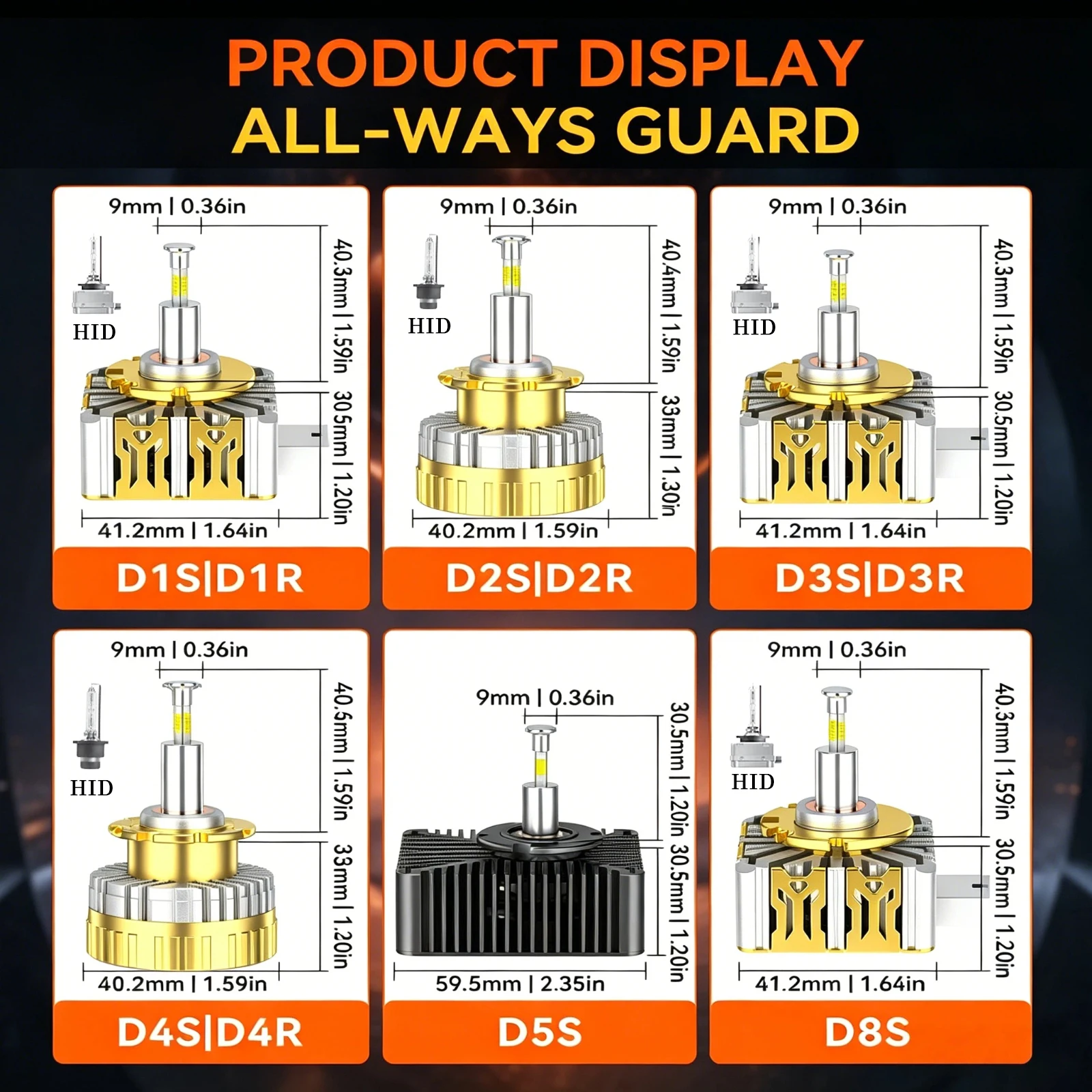 Carlke D1S Led Headlight D3S Canbus Bulbs 40000LM CSP D4S D5S D2S D8S Led 120W Super Bright D1R D4R D2R D3R 12V 6500K Car Lights view 2
