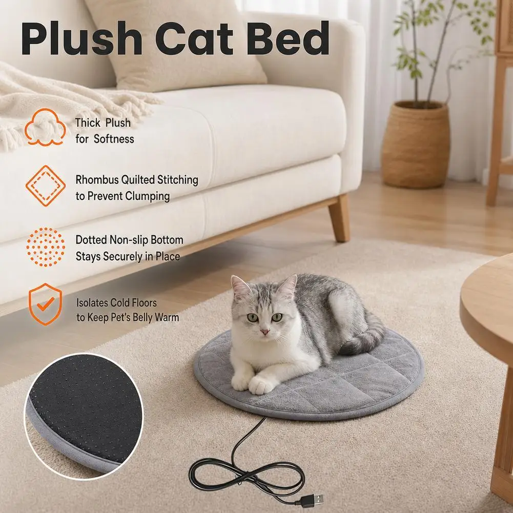 USB Plug In Pet Warmer Mat Cat Dog Mat Extra Warm Thermal Pet Crate Pad For Indoor Outdoor Pets USB Rechargeable New