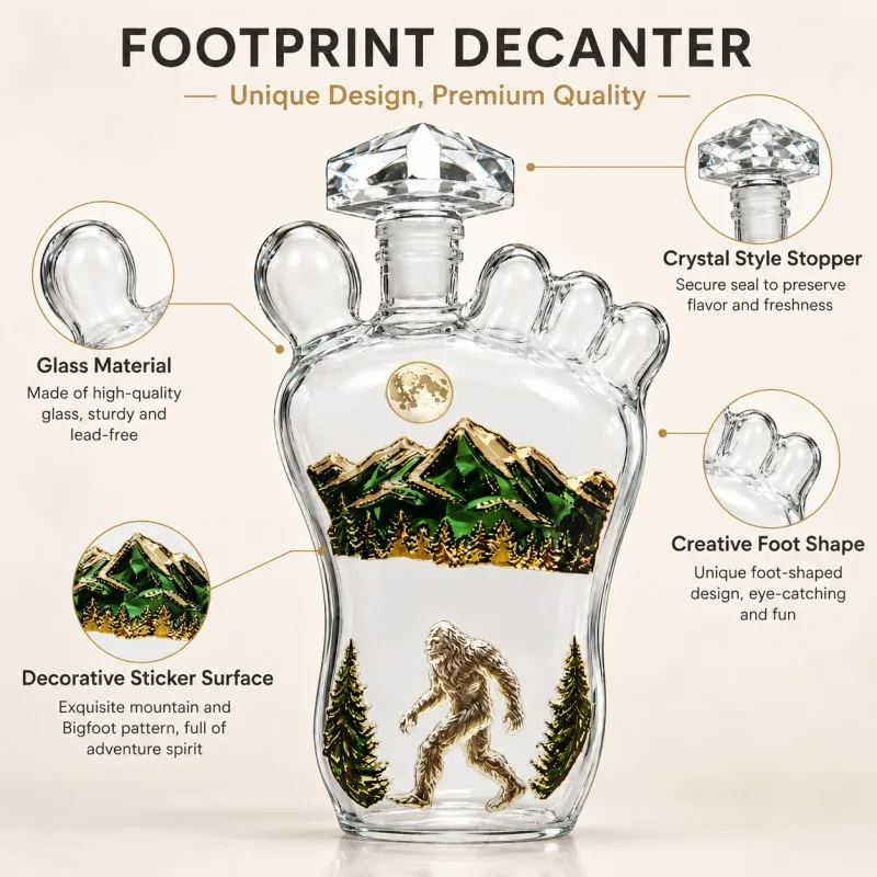 Unique Bigfoot Foot Shaped Liquor Bottle Premium Borosilicate Glass Whiskey Wine Spirit Decanter Hand Art Bar Ornament Ideal