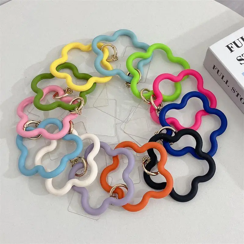 Silicone Flower Wrist Strap Lanyard Anti Drop Portable Hand Ring Keychain Universal Phone Wristband For Outdoor Travel Daily Use