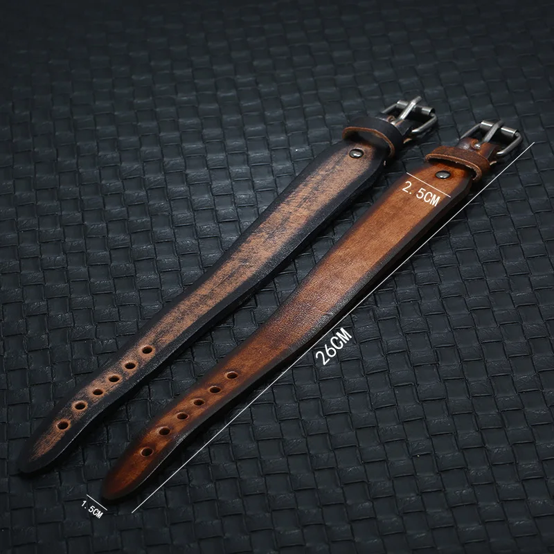 New Retro Black Brown Genuine Leather Belt Buckle Wide Wrap Bracelets Men Women Bangle Outdoor Jewelry