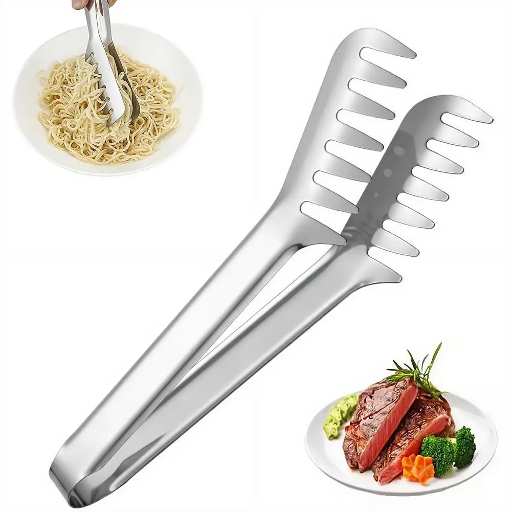 Stainless Steel Comb Shaped Food Clip Western Restaurant Buffet Spaghetti Clip Steak Bread Holder For Kitchen Tool