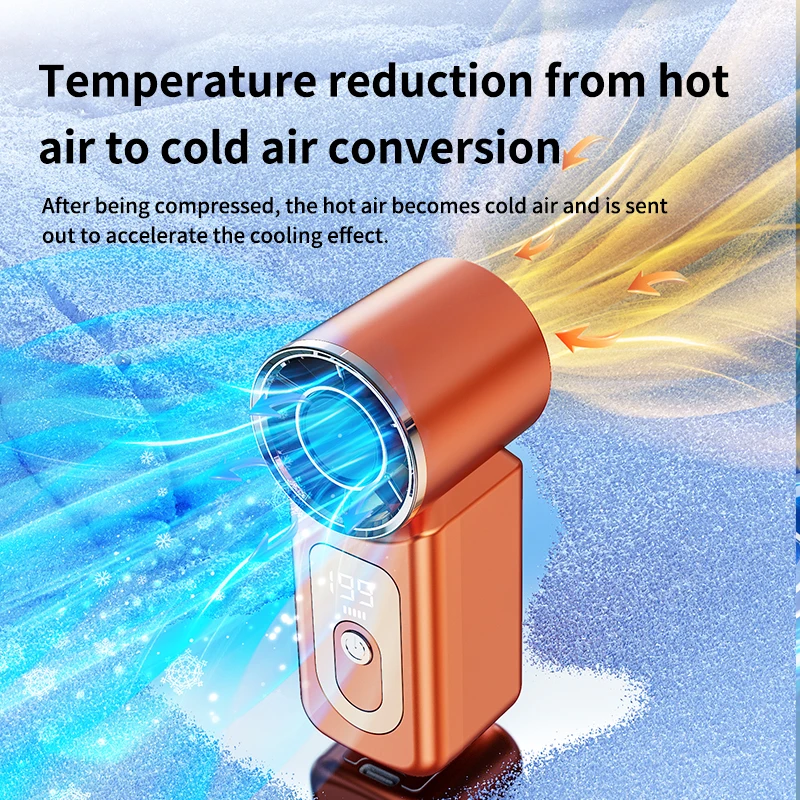 Portable Mini Handheld Fan LED Display Screen, 200 Speed Adjustment, Turbo Compressed Cold Air USB Charging, Outdoor Cooling Fan