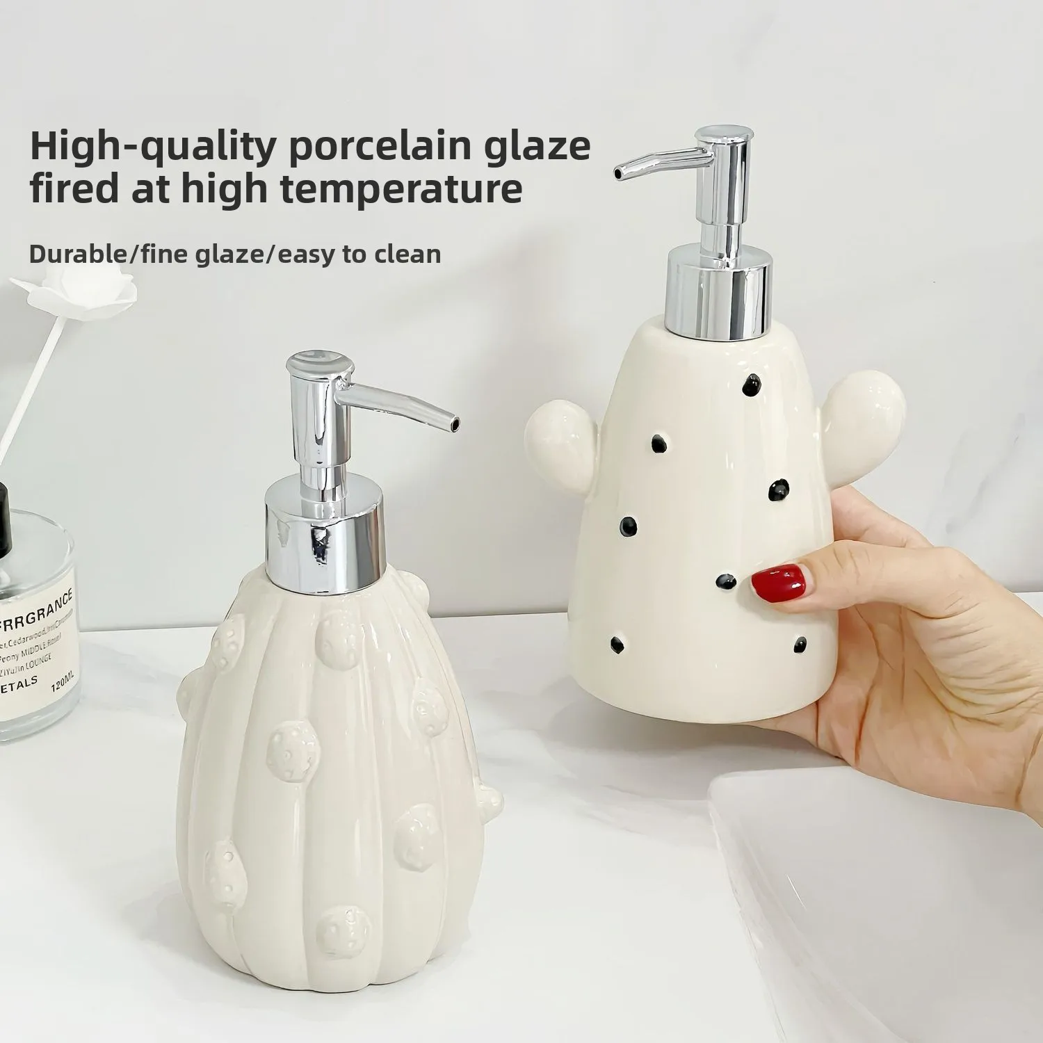 Cactus Ceramic Soap Liquid Dispenser Hand Wash Home Shower Bathroom Accessories Shower Gel Lotion Shampoo Bottles