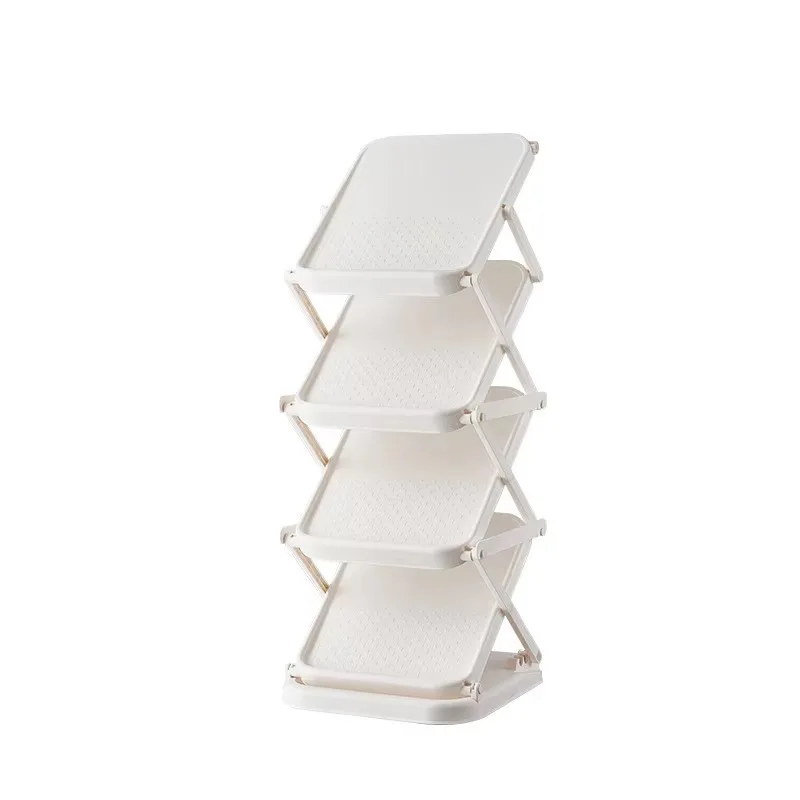 Foldable PP Multi Tier Shoe Rack No Installation One Piece Organizer for Sneakers Boots Entryway Living Room Bedroom