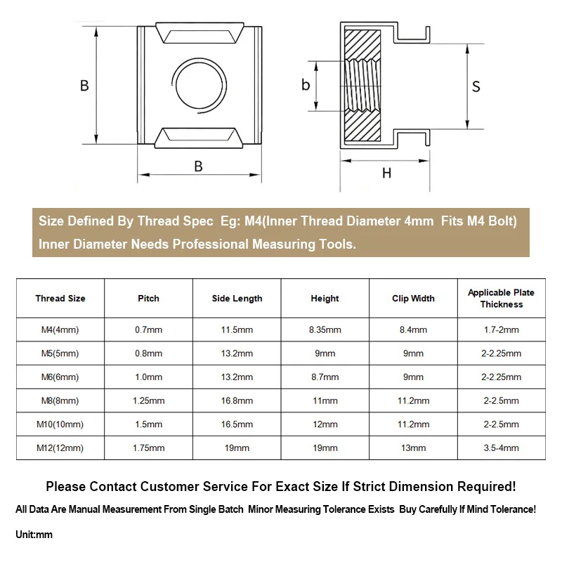 304 Stainless Steel Cage Nuts Nickel Plated Zinc Plated Floating Cabinet Rack Nuts M4-M12 Server Cabinet Hardware Fastener