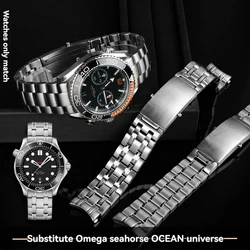 20mm 22mm Silver Stainless Steel Watch Strap for Omega New Seamaster 300 Speedmaster Planet Ocean Watch Band for Men Bracelet