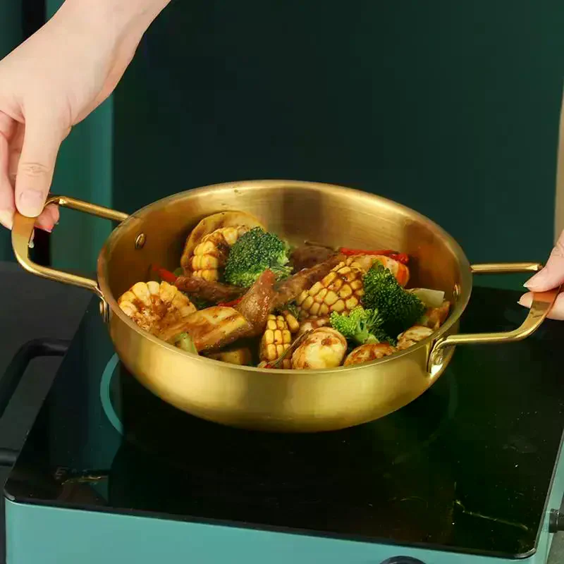 Pot Stainless Steel Food Grade With Dual Handles For Home Commercial Use Hot Pot Seafood Ramen Dry Pot