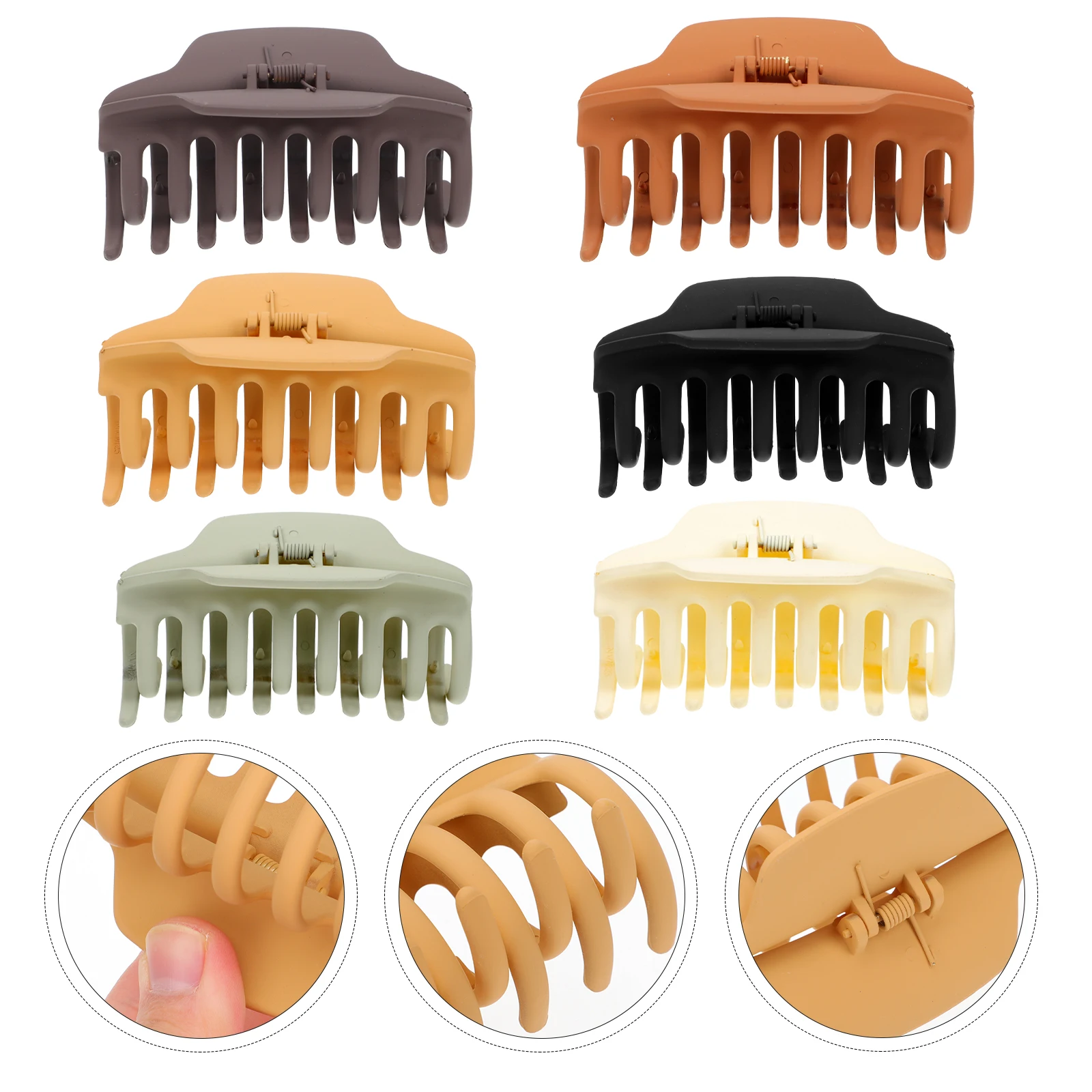 

6pcs Claw Clips Women Stylish Jaw Clips Makeup Bath Holders Strong Teeth Design Durable Simple Accessories For Travel Outdoor