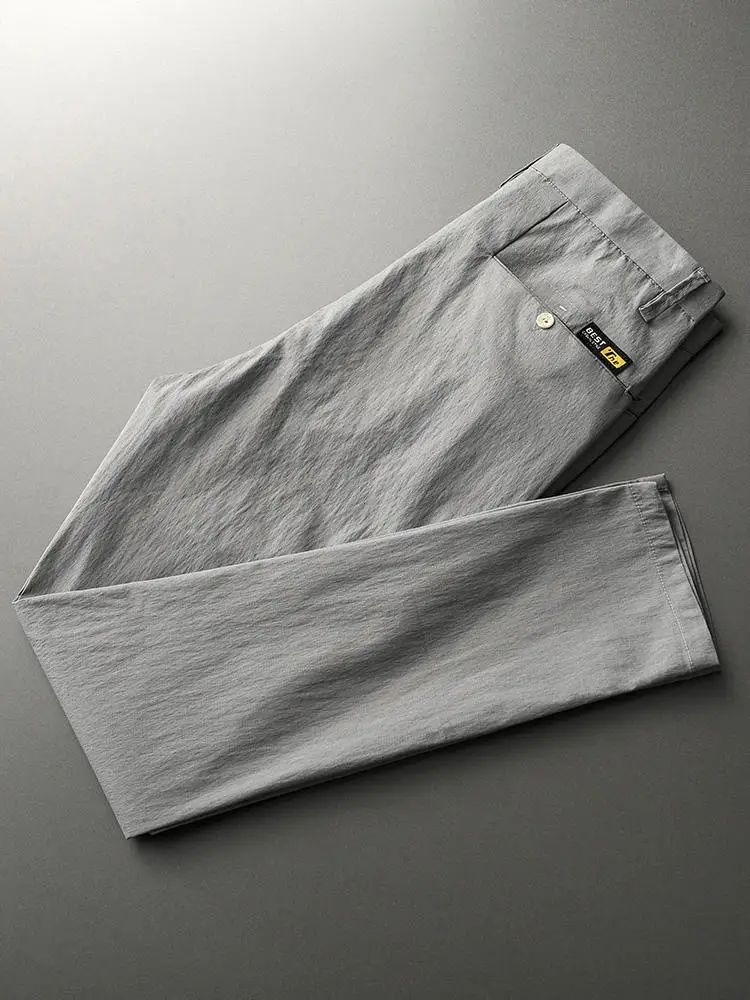 

Summer Thin Casual Pants Men's Straight Loose Busin Long Pants Slim Ice Silk Breathable Youthful Vitali Sle Daily Wear