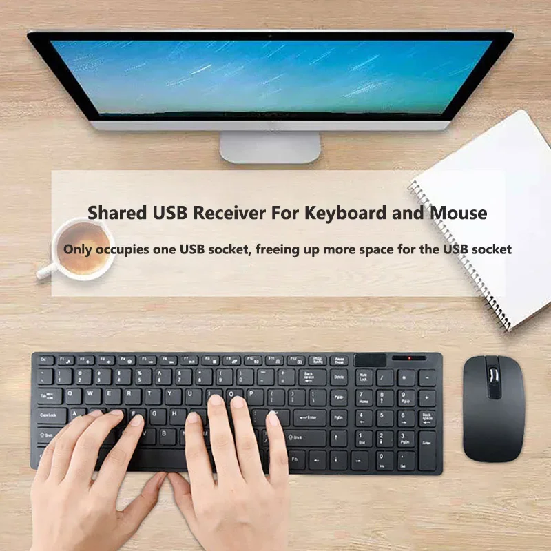 Ultra Slim Keyboard Mouse Combo Kit 2.4G Wireless USB Keyboard and Mouse Set for Office Home Laptop Desktop