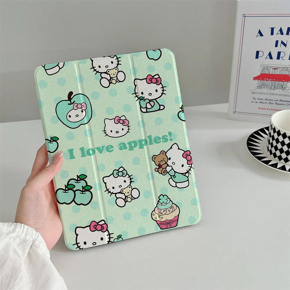

New Cute Hello Kitty with Pen Holder iPad 10th Pro 2025 11 inch 10th iPad 7 8 9 10.2 Air 5 4 6 7 Folding Table Protective Cover