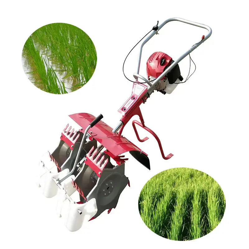 

2-Row Paddy Weeder, 2-Stroke Rice Field Weeding Machine for Grass Cutting and Soil Loosening