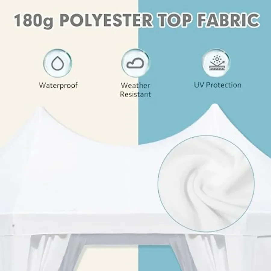20x15ft Party Tent White Wedding Octagonal Heavy Duty  with 6 Removable Sidewalls 6 Church Windows and 2 Pull-Back Doors Outdoo