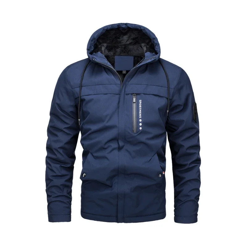 Winter Jackets Men's Hooded Plush Thickened Coat Autumn Large Tactical Cotton Medium And Long Work Clothes Bomber Tactical Coats
