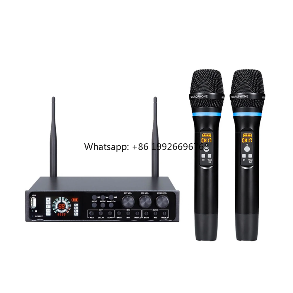 

Brand New DSP Wireless Microphone for Karaoke BT Treble Bass Reverb Control with Built-in Effector for Singing