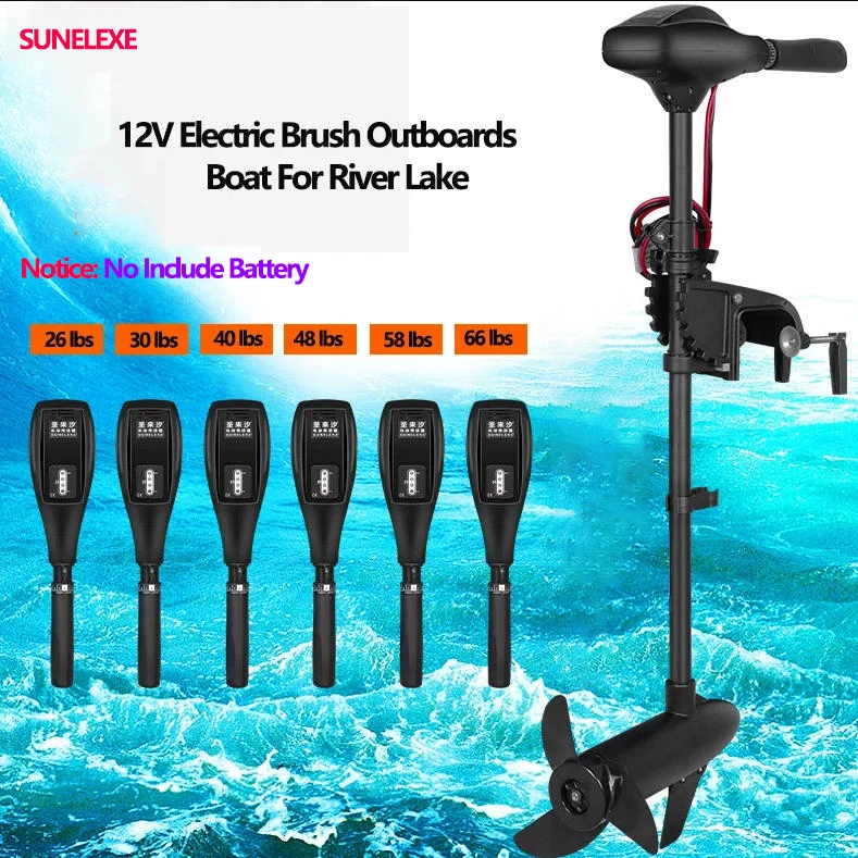 

SUNELEXE 12V 18~66lbs Electric Brush Motor for Fishing Boat in River Lake Water Propellers Thruster Suitable for Kayaks Canoes