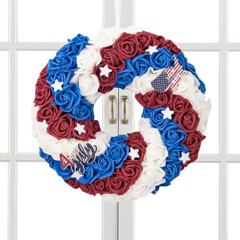 

Patriotic Red White Blue July 4th Wreath Independence ornament Day Memorial Day Front Door Wreath Independence Day Decorations