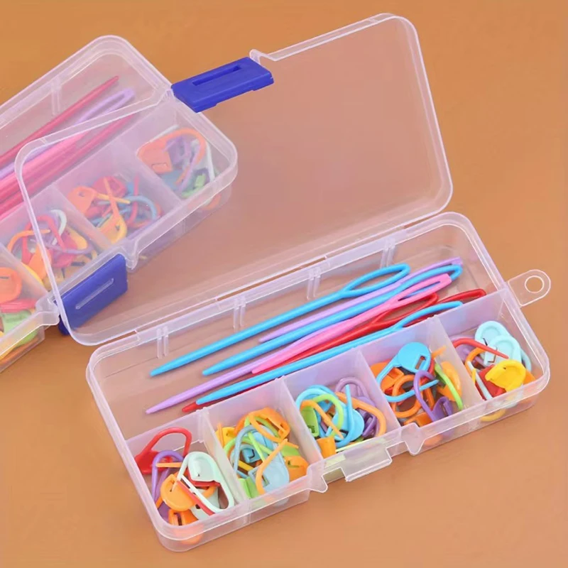 Komplettes Strickwerkzeug-Set – Stricknadeln in verschiedenen Farben und Mini-Verschlüsse, Organizer-Box für handgefertigte Kleidungsstücke und Textil-DIY TMZ – Detail 3