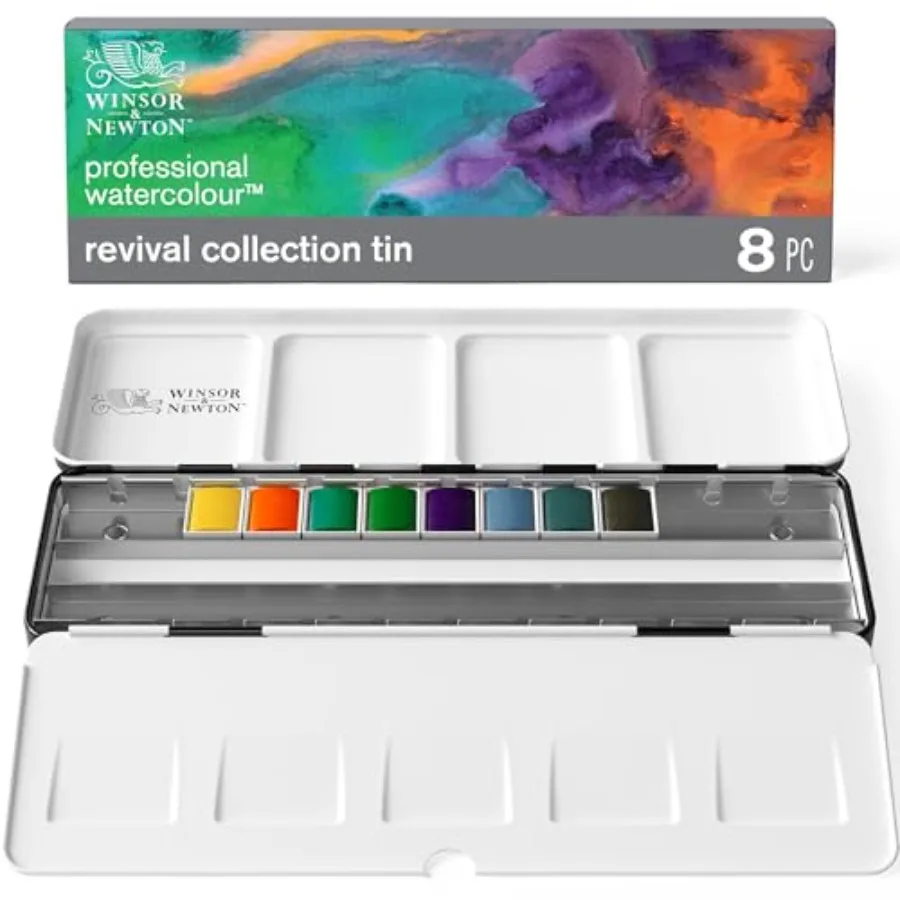 

Professional Watercolour Revival Collection Tin Half-Pan Set of 8