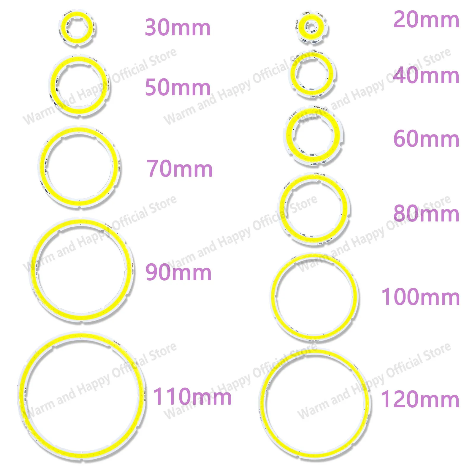 20mm-120mm LED COB Ring Chip 2W-12W DC12V DIY Światło samochodowe Akcesoria do oświetlenia motocyklowego Źródło światła Ciepły biały zimny biały